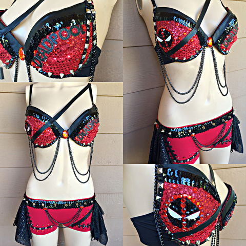 Deadpool Rave Bra and Matching Bottoms outfit