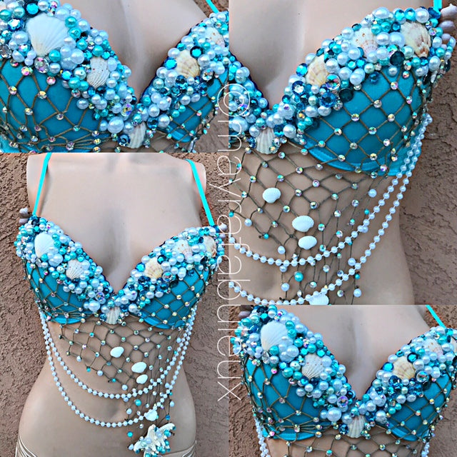 Sky Blue Mermaid Rave Bra