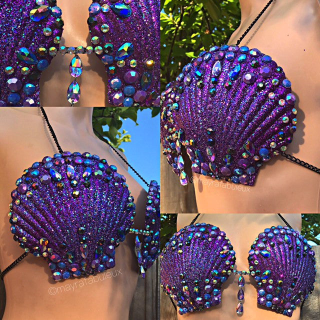 Purple Mermaid Shells Rave Bra – mayrafabuleux