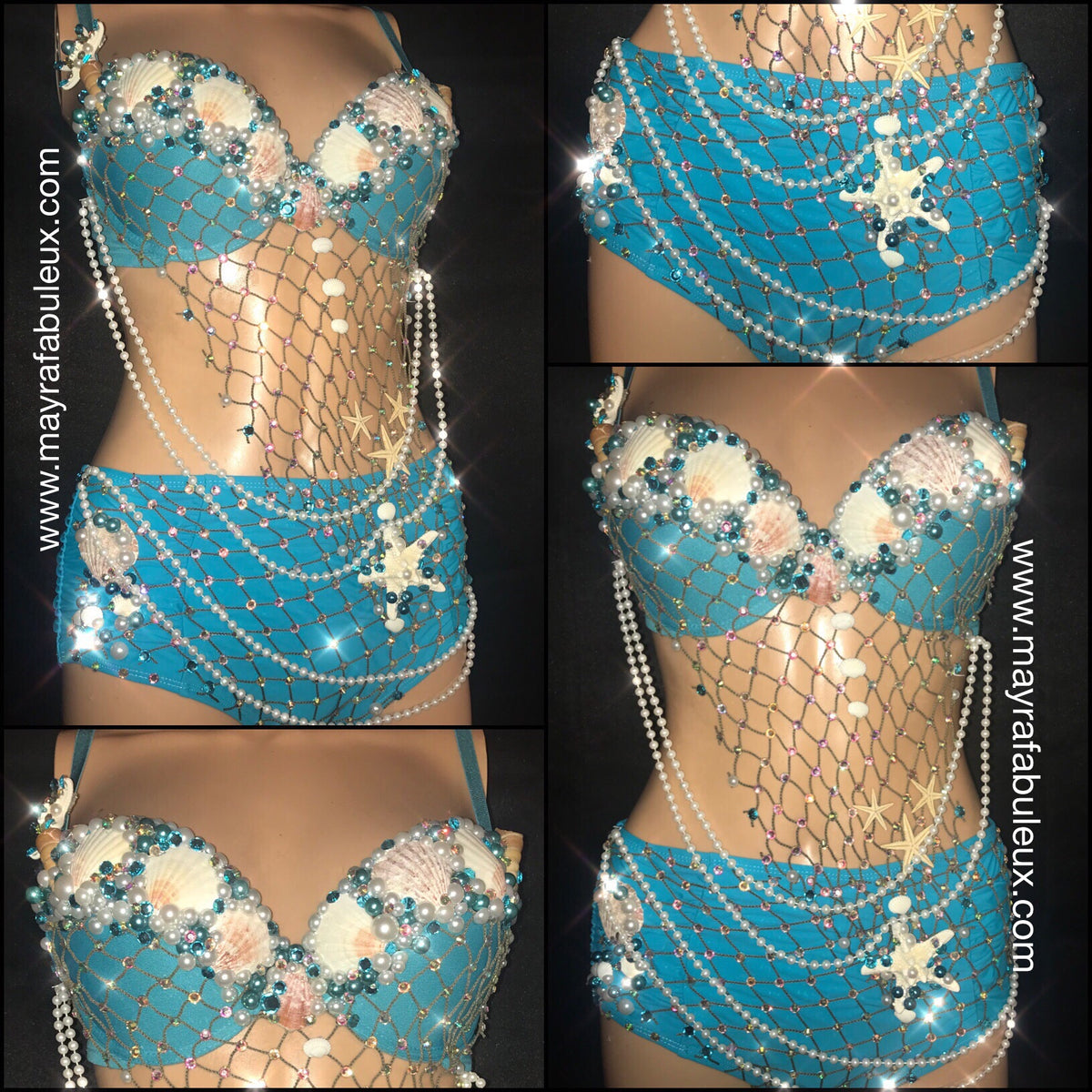 Blue Mermaid Rave Bra and High Waisted Bottoms - Complete Rave Outfit –  mayrafabuleux