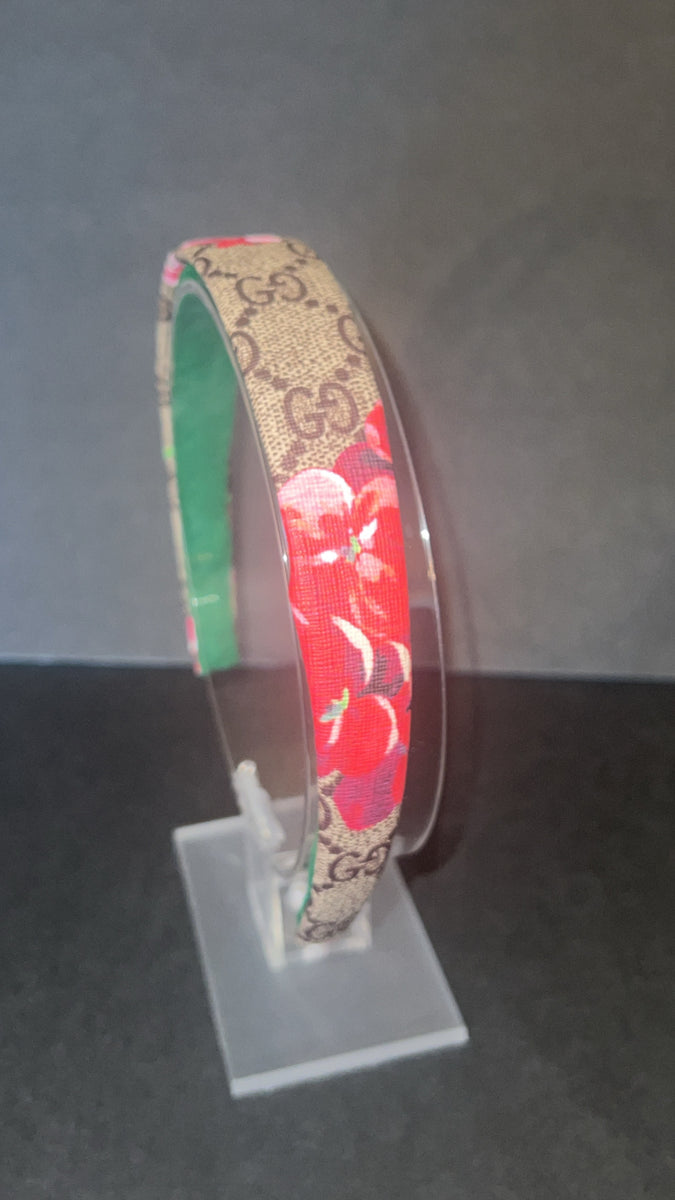 Leather Floral Pink GG Non Slip Headband – mayrafabuleux display picture 1