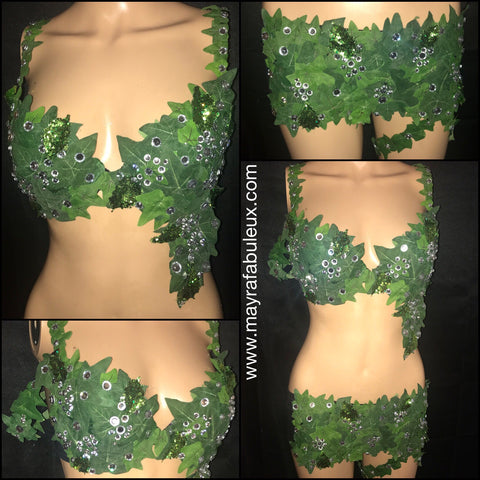 Poison Ivy Rave Bra and Booty Shorts Outfit- Poison Ivy Costume