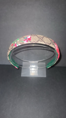 Leather Floral Pink GG Non Slip Headband