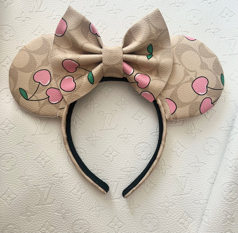 Cherry Leather Minnie Ears, Designer Minnie Ears