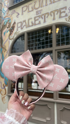 Pastel Pink and White Leather Minnie Ears
