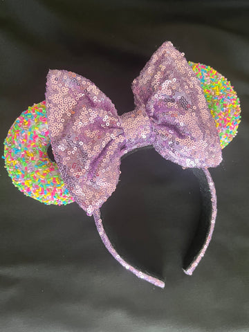 Lavender Sequin Bow Donut Minnie Ears