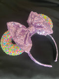 Lavender Sequin Bow Donut Minnie Ears