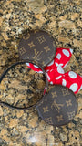 Leather Minnie Ears with Polka Dot Minnie Bow Ears