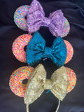 Lavender Sequin Bow Donut Minnie Ears