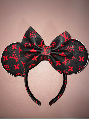 Red and Black Leather Minnie Ears