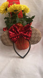 Red Bow GG Canvas Minnie Ears, Crystal Minnie Ears