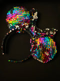 Reversible Rainbow to Silver Sequin  Minnie Ears, Mickey Ears