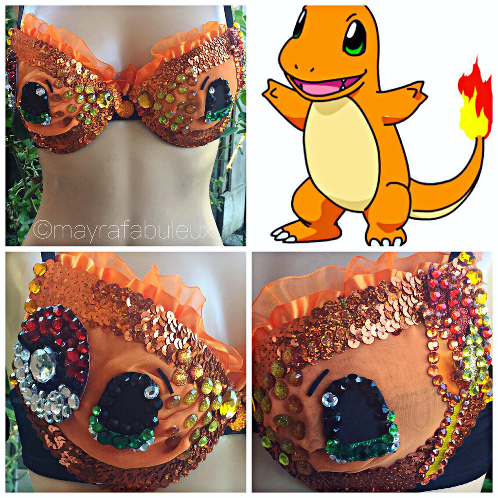 Charmander Inspired Rave Bra mayrafabuleux Charmander Inspired Rave Bra mayrafabuleux