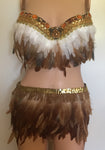 Owl Inspired Rave Bra and Feather Skirt Set