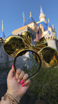 Gold  Metallic Louis V Leather Minnie Ears, Designer Minnie Ears