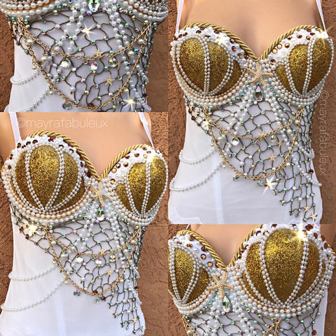 Gold Under The Sea Mermaid Rave Corset