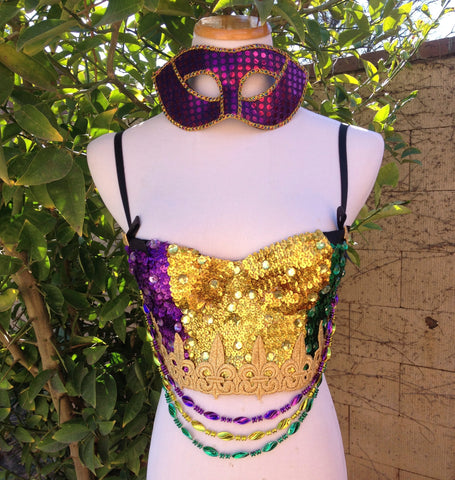 Mardi Gras Strapless Bustier Bra