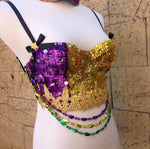 Mardi Gras Strapless Bustier Bra