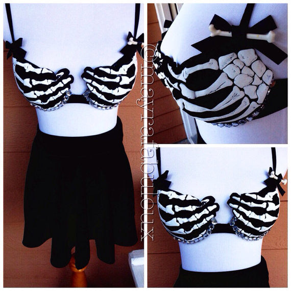 Skeleton Hands Bra