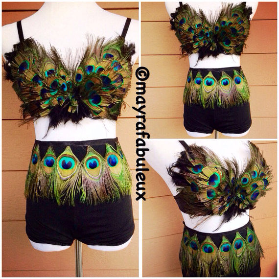 Peacock Outfit: Bra, Belt, High Waisted Shorts – mayrafabuleux