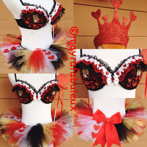 Queen Of Hearts Bra and Tutu Outfit