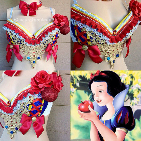 Snow White Bra with matching red bow Headband – mayrafabuleux