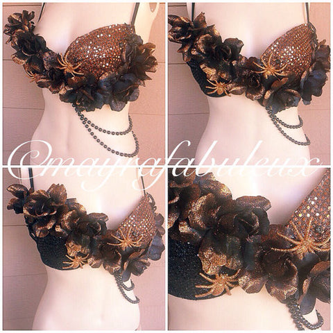 Orange and Black Spider Bra