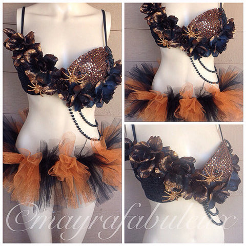 Orange and Black Spider Outfit: Bra and Tutu