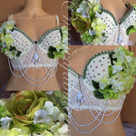 Green Floral Bustier with Swarovski Details