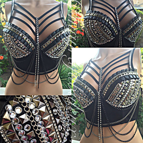 Diamonds and Spikes Caged Bustier