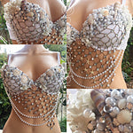 White and Silver Mermaid Rave Bra