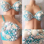 Blue Sea Mermaid Rave Bra