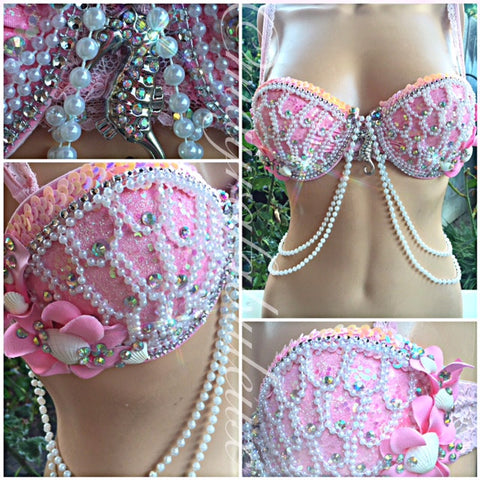 Pink Scale Mermaid Rave Bra