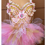Pink and Gold Floral Bustier and Tutu Outfit