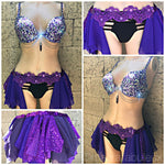 Amethyst Crystal Rave Bra and Matching Garter Belt skirt