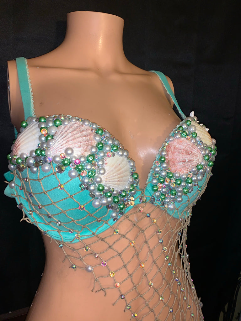 Mint Under The Sea Mermaid Bra, Mermaid Rave Bra