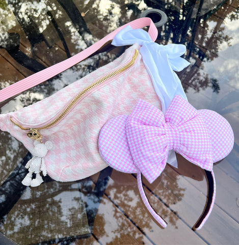 Pink Mini Houndstooth Minnie Ears