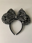 Black and White Minnie Ears, Canvas Minnie Ears