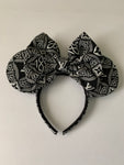 Black and White Louis V Minnie Ears, Canvas Minnie Ears