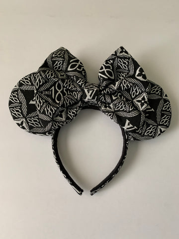 Checkered Louis V Leather Minnie Ears, Designer Minnie Ears