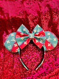 Pink and Blue Louis V Minnie Ears, Designer Minnie Ears