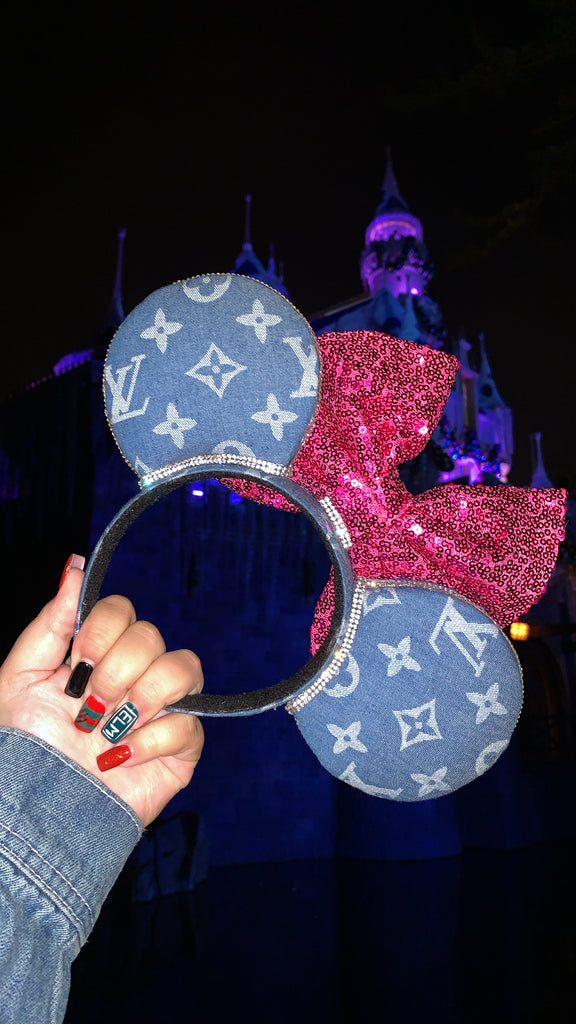 Denim Louis V Minnie Ears, Crystal Minnie Ears