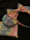 Pastel Dream Louis V Leather Minnie Ears, Crystal Minnie Ears