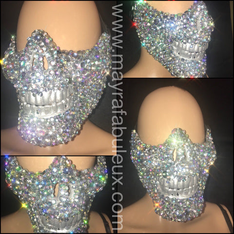 AB Crystals Rhinestoned Half Skeleton Mask