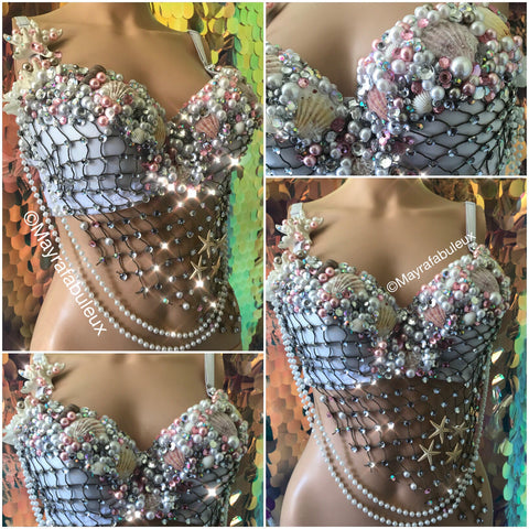 Rose Golds, Pinks and White Mermaid Bra