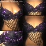 Purple and Black Mermaid Rave Bra