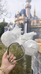 Floral Lace Minnie Ears, Lace Appliqué Minnie Ears, Bridal Minnie Ears