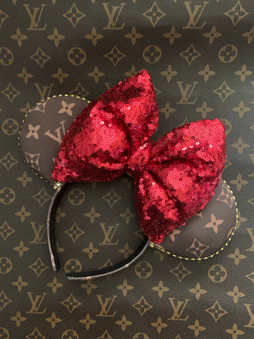 Monogram Mouse Ear Chocolate Brown Mouse Ear Designer Ears 