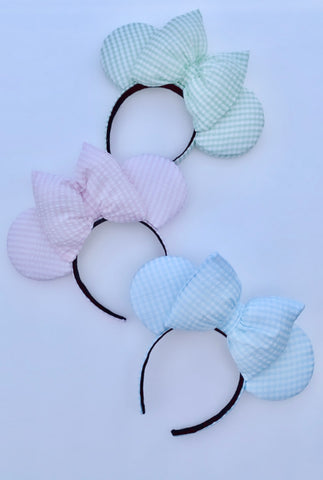 Pastel Gingham Minnie Ears, Mickey Ears