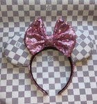 Leather Minnie Ears with pink sequin details